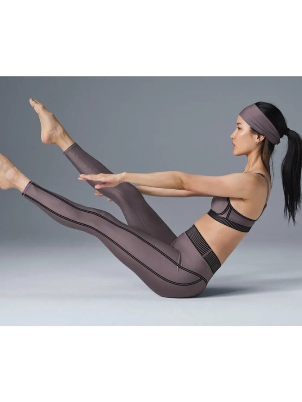 Alo Airlift High-Waist 7/8 Line Up Leggings Raisinette Hi-Rise Striped Tights S - Picture 5 of 13